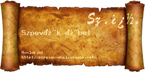 Szpevák Ábel névjegykártya